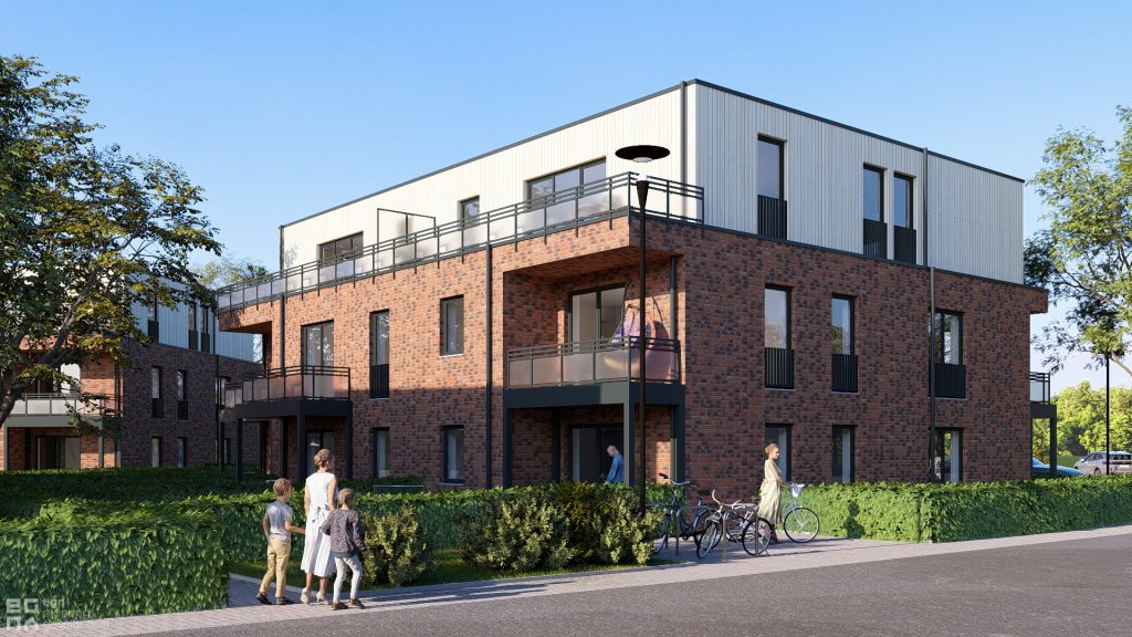 Visualisierung Neubau Hamminkeln-Brünen, Ansicht mit Außenanlagen